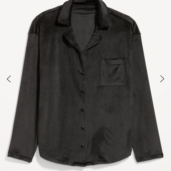 NWT OLD NAVY Velour Pajama Shirt Color: Black Jack - Picture 1 of 8